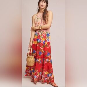 Vineet Bahl Anthropologie Atacamba Beaded Maxi Dress EUC